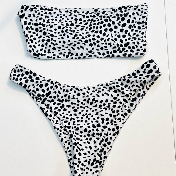 ZAFUL — BLACK & WHITE SPECKLED STRAPLESS BIKINI, BRAND NEW, SIZE US SMALL (US 4) - Picture 9 of 12